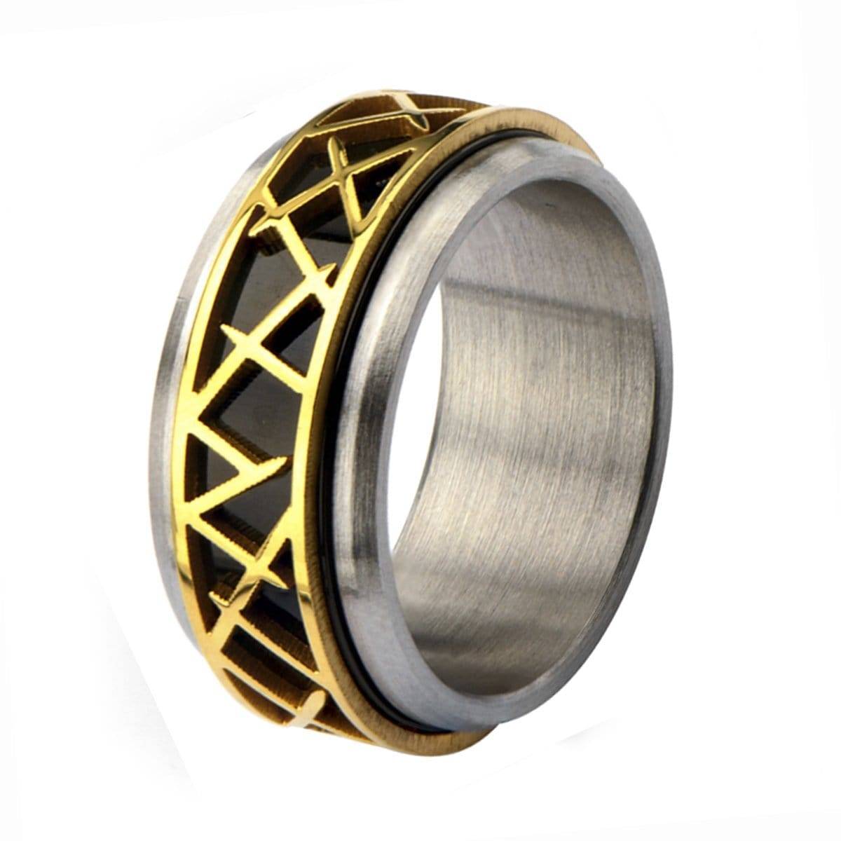 INOX JEWELRY Rings Golden Tone, Black and Silver Tone Stainless Steel Crown of Thorns Ring