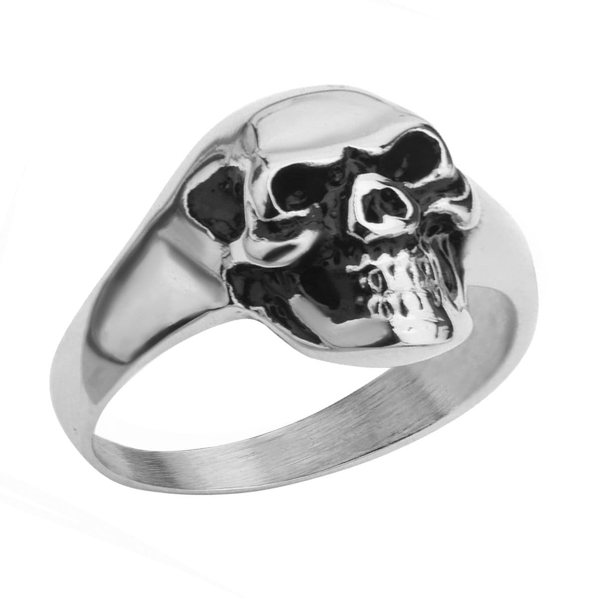 INOX JEWELRY Rings Silver Tone Stainless Steel Evil Laughing Skull Ring