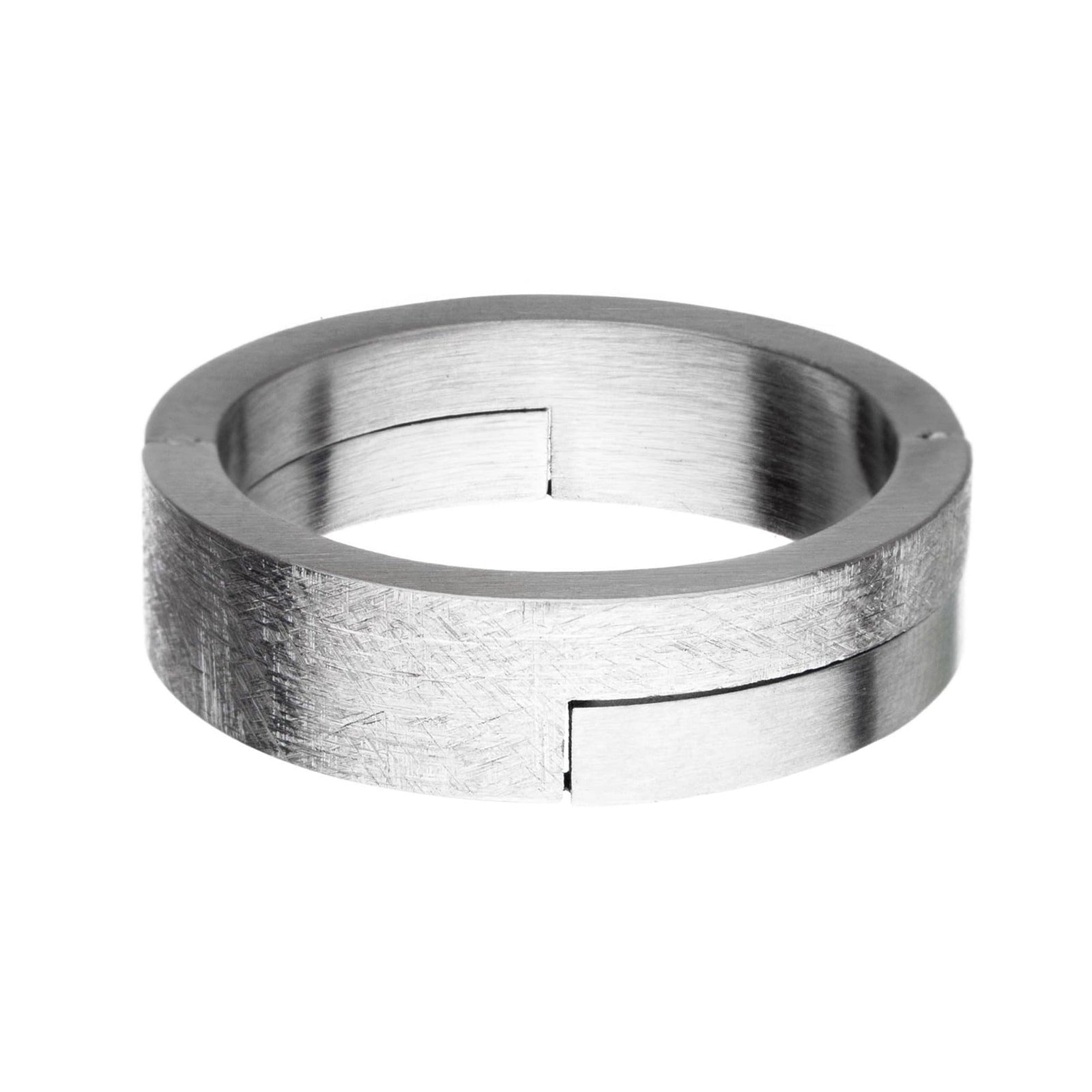 INOX JEWELRY Rings Silver Tone Stainless Steel Subtle Cut Ring