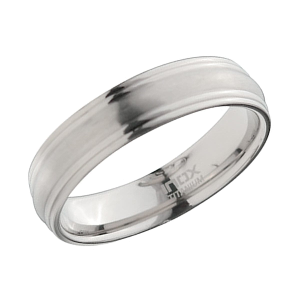 INOX JEWELRY Rings Silver Tone Titanium 6mm Groove Edge Band Ring