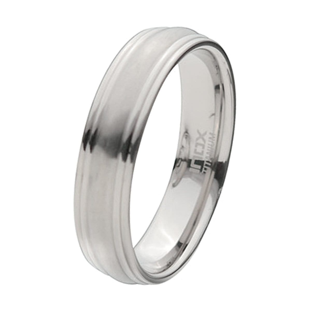 INOX JEWELRY Rings Silver Tone Titanium 6mm Groove Edge Band Ring