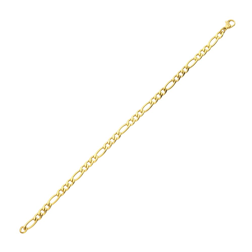 4.7mm Golden Tone IP Titanium Figaro Chain Bracelet