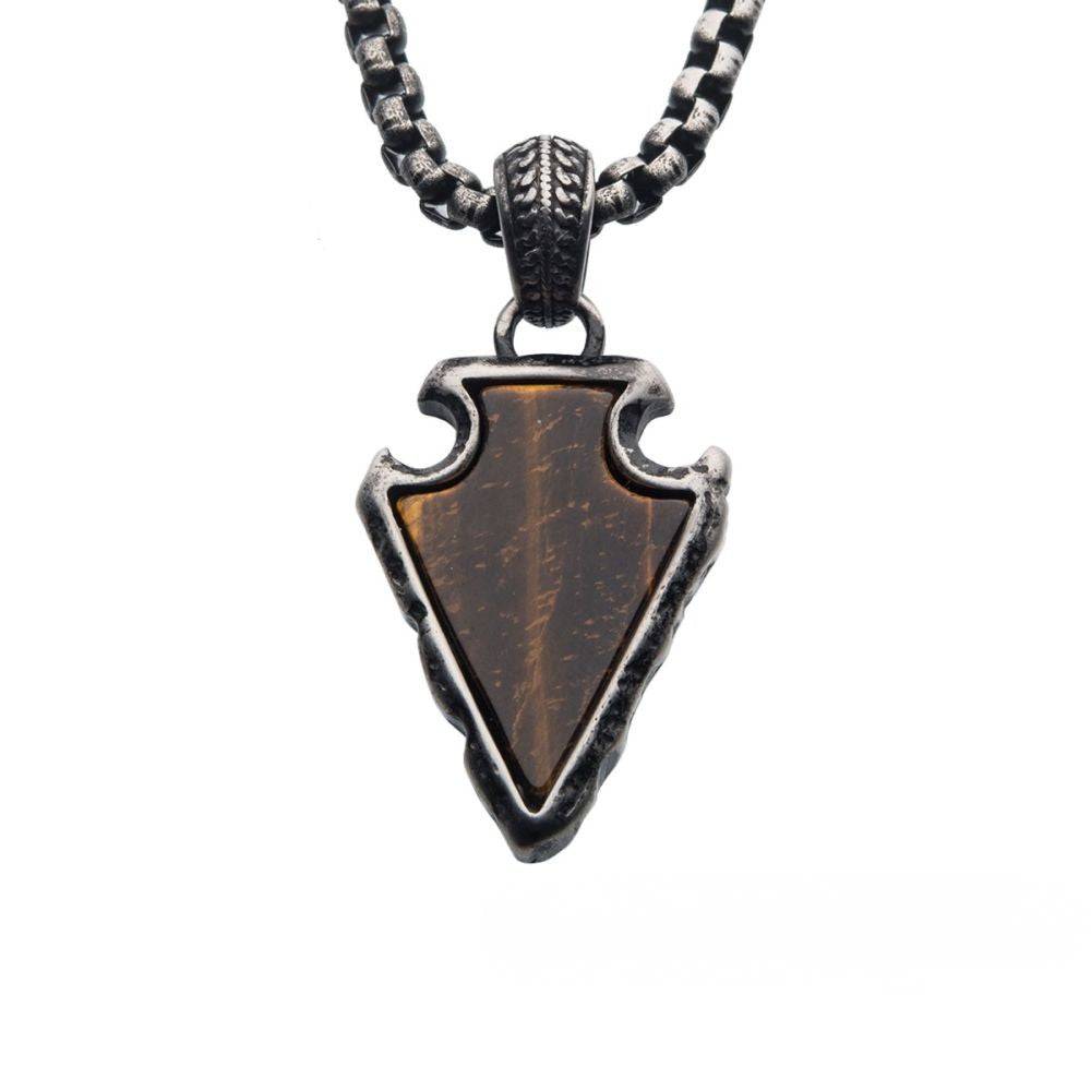 Tiger Eye Stone Pendant with Chain for Bold Style