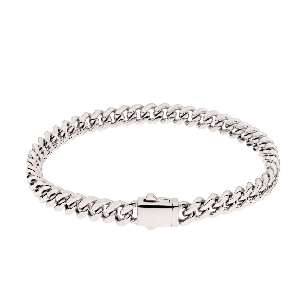 8mm High Polished Stainless Steel Heavy Miami Cuban Chain Bracelet