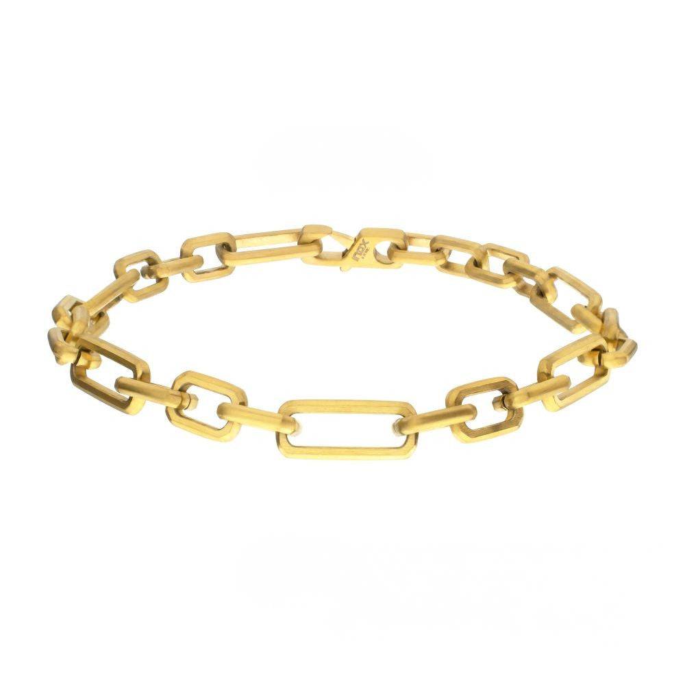 7mm 18Kt Gold IP Steel Brushed Finish Figaro Chain Bracelet