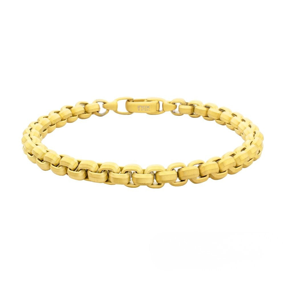 6mm Matte Finish 18KT Gold IP Stainless Steel Bold Box Chain Bracelet