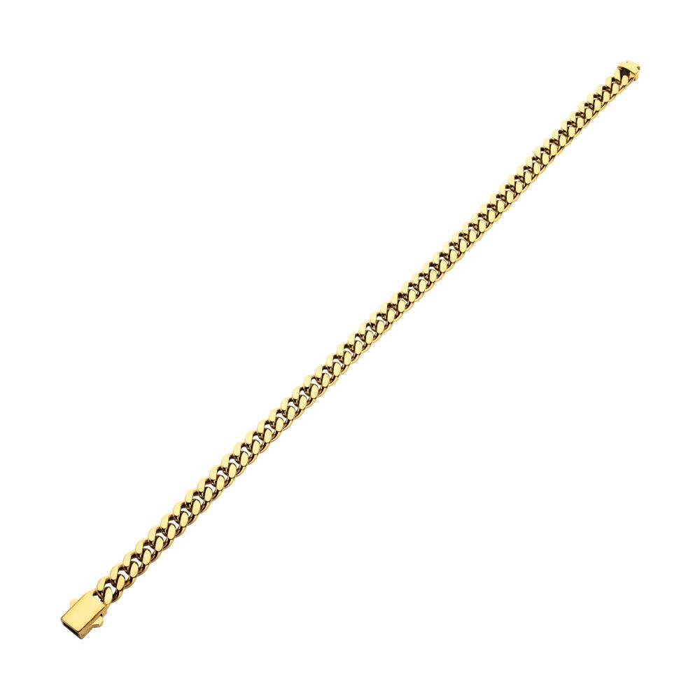 8mm High Polished 18Kt Gold IP Stainless Steel Heavy Miami Cuban Chain Bracelet
