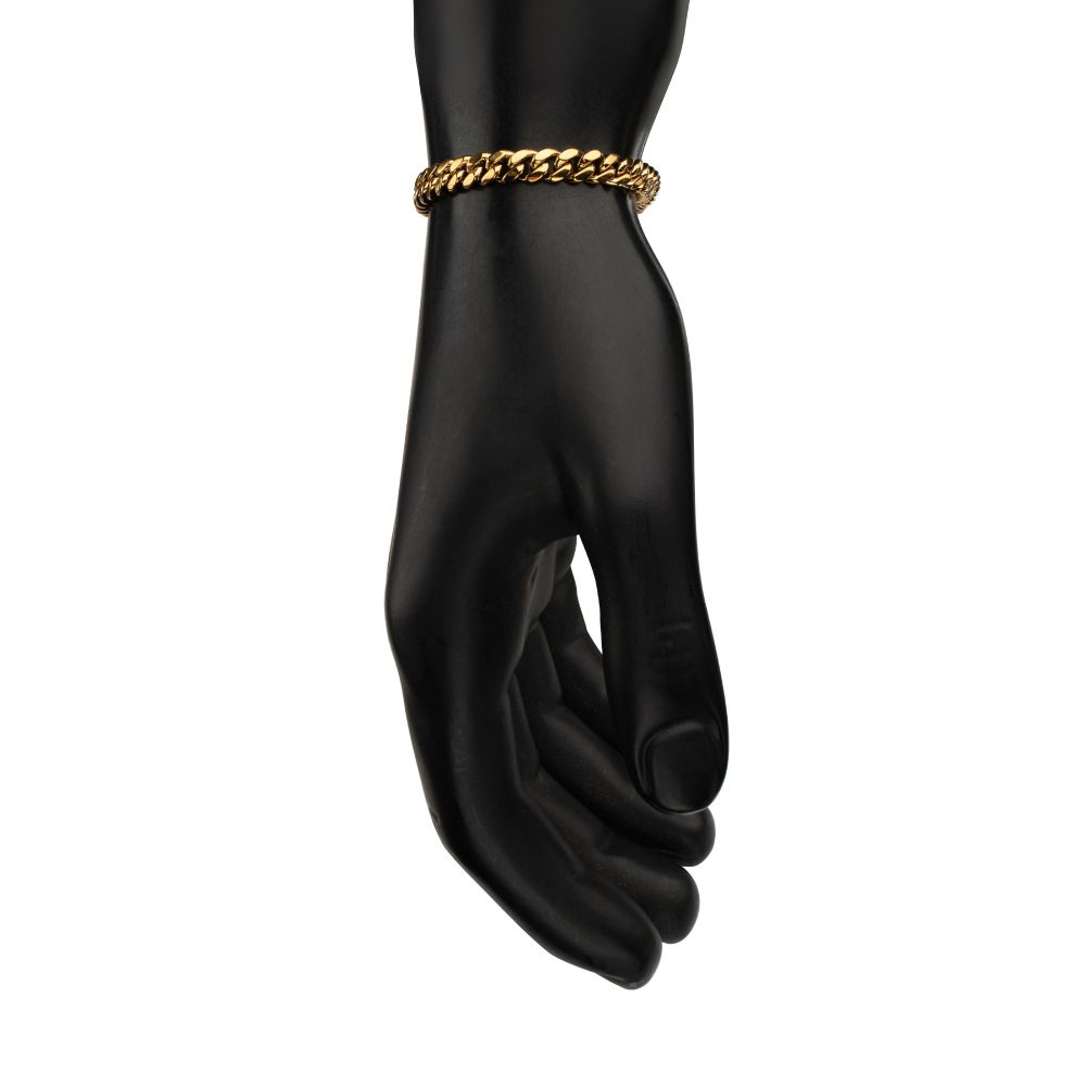 6mm High Polished 18Kt Gold IP Stainless Steel Heavy Miami Cuban Chain Bracelet