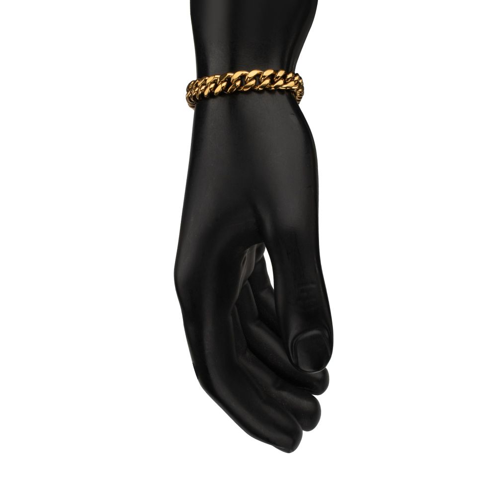8mm High Polished 18Kt Gold IP Stainless Steel Heavy Miami Cuban Chain Bracelet