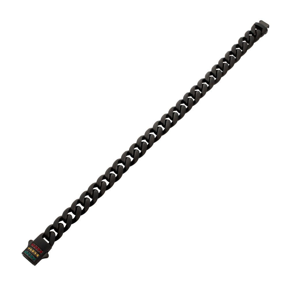 Matte Black Miami Cuban Chain Bracelet with Swarovski Crystals