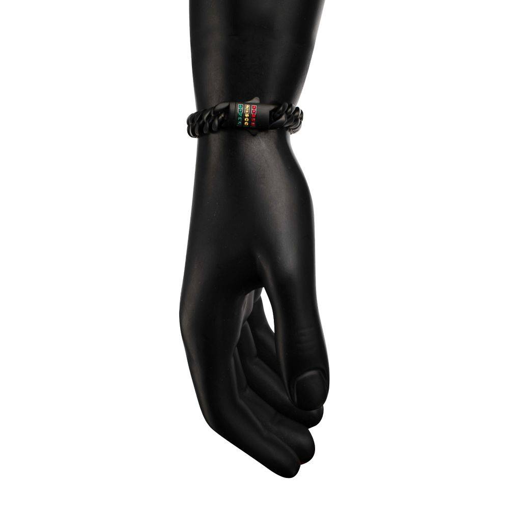 Matte Black Miami Cuban Chain Bracelet with Swarovski Crystals
