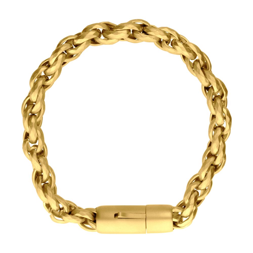 8mm 18Kt Gold IP Matte Finish Stainless Steel Faceted Rope Chain Bracelet