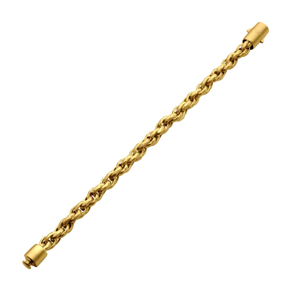 8mm 18Kt Gold IP Matte Finish Stainless Steel Faceted Rope Chain Bracelet