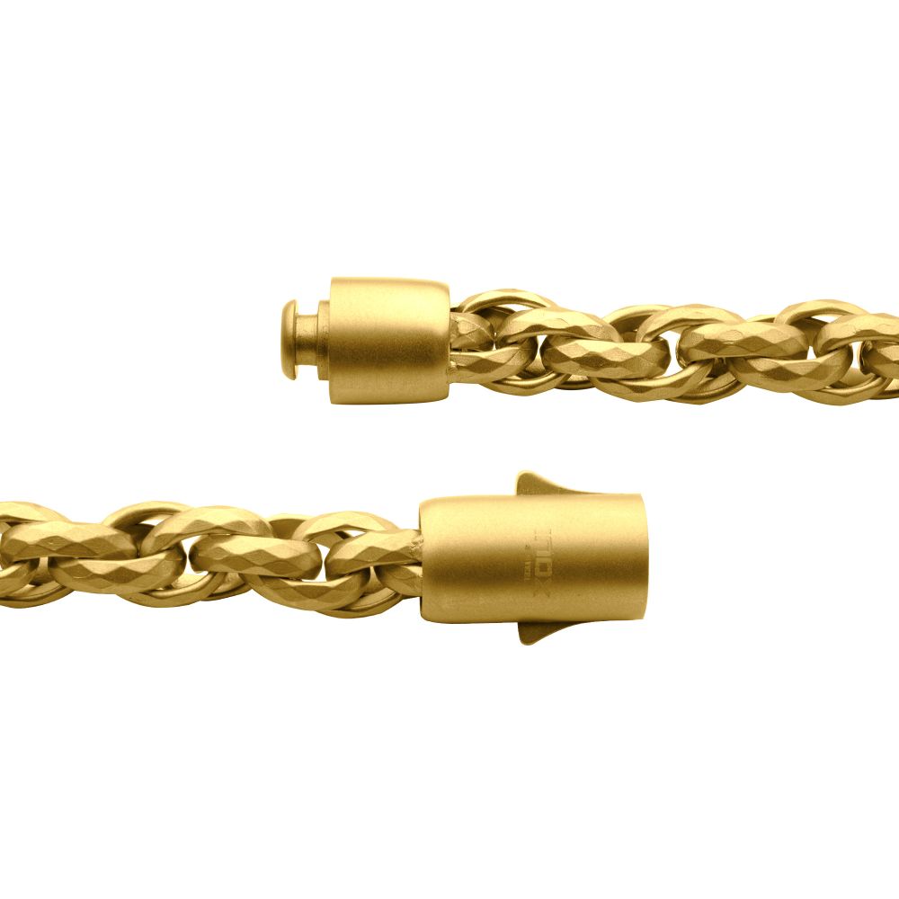 8mm 18Kt Gold IP Matte Finish Stainless Steel Faceted Rope Chain Bracelet