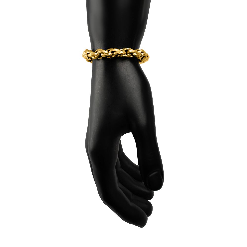 8mm 18Kt Gold IP Matte Finish Stainless Steel Faceted Rope Chain Bracelet