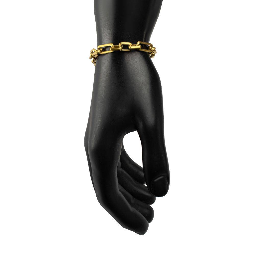 7mm 18Kt Gold IP Steel Brushed Finish Figaro Chain Bracelet