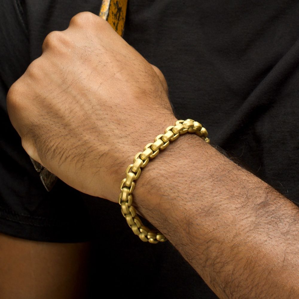 6mm Matte Finish 18KT Gold IP Stainless Steel Bold Box Chain Bracelet