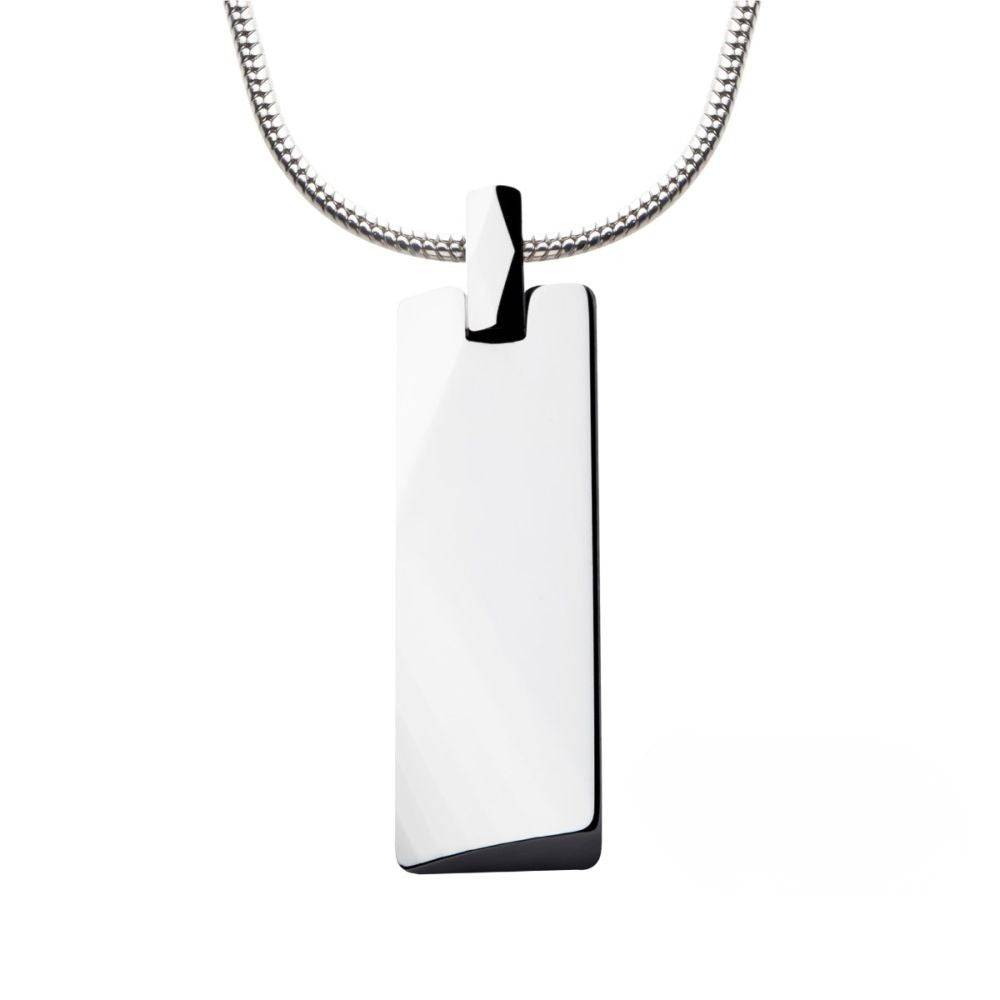 Tungsten Carbide ID Tag Pendant with Chain