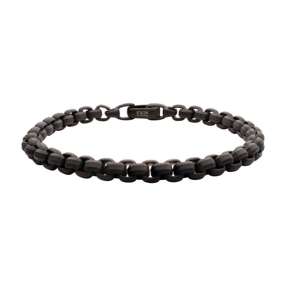 6mm Matte Finish Black IP Stainless Steel Bold Box Chain Bracelet