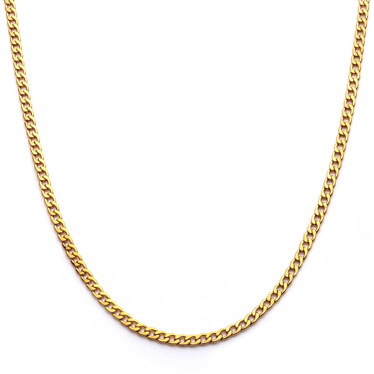 INOX JEWELRY Accessories 18K Gold Ion Plated Stainless Steel 4mm Curb Chain