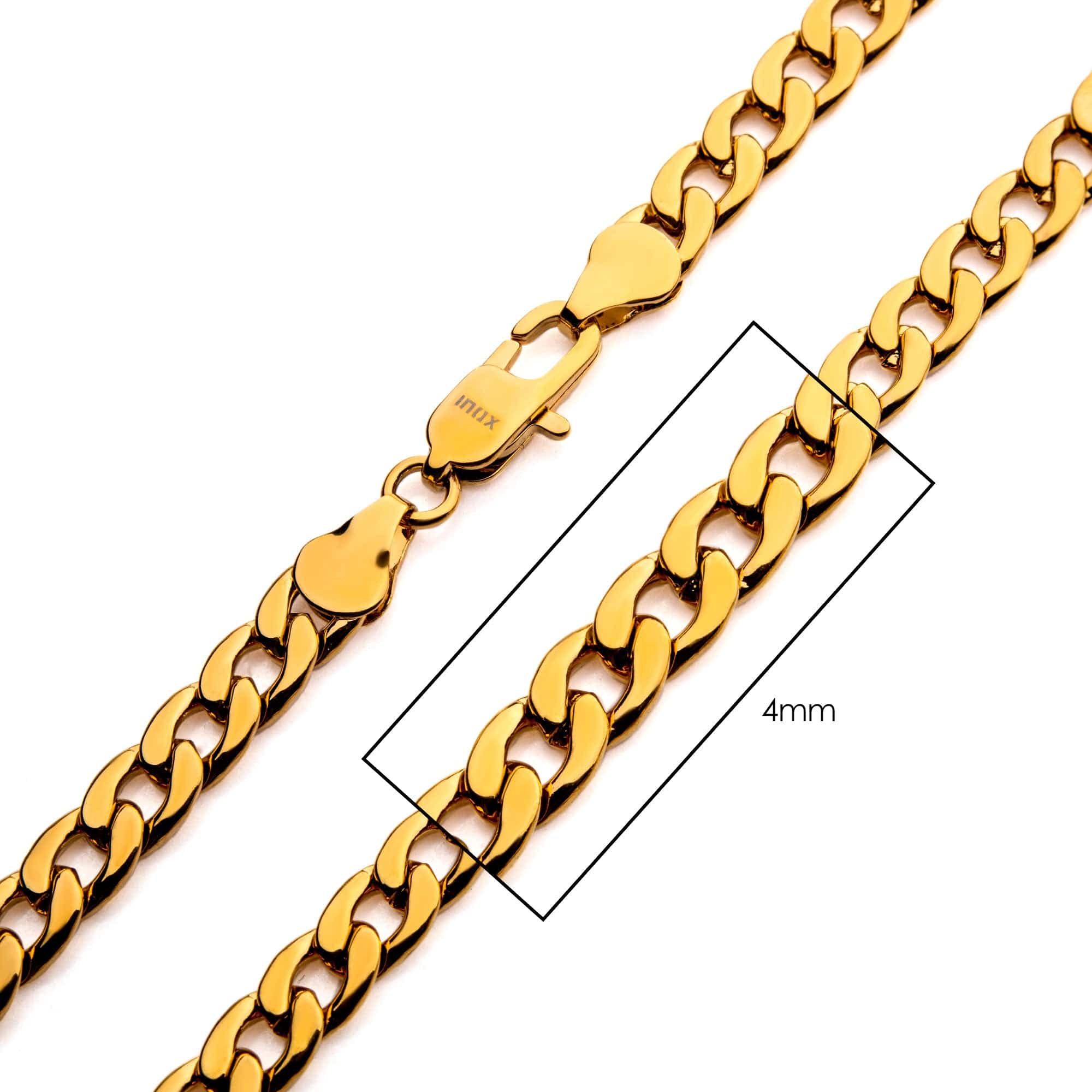 INOX JEWELRY Accessories 18K Gold Ion Plated Stainless Steel 4mm Curb Chain