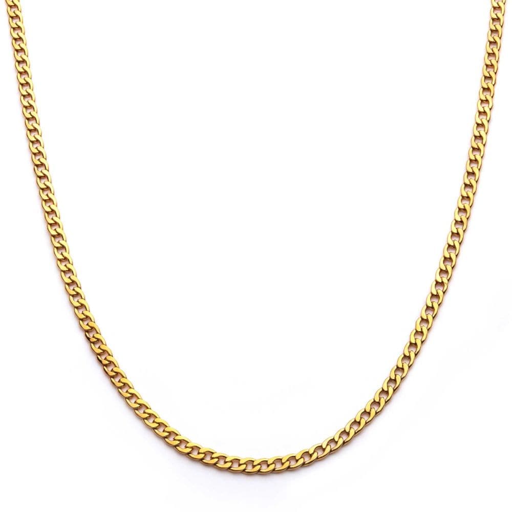 INOX JEWELRY Accessories 6mm 18Kt Gold IP Classic Curb Chain Necklace