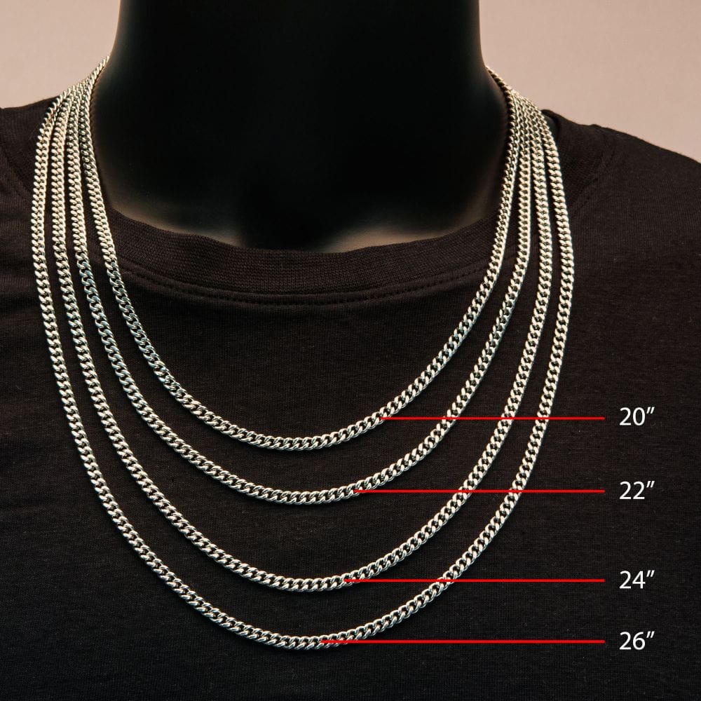 INOX JEWELRY Accessories 6mm Steel Diamond Cut Curb Chain Necklace