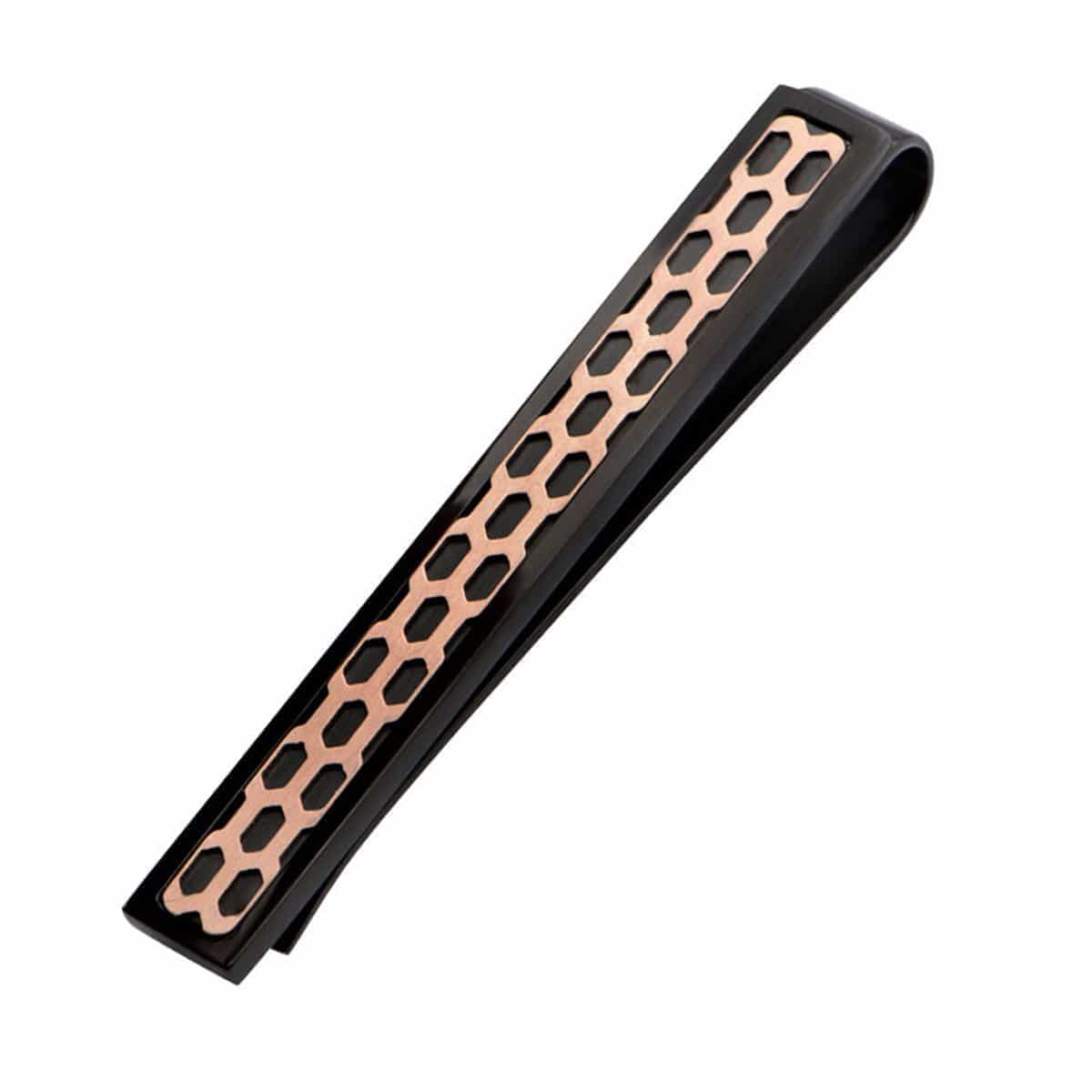 INOX JEWELRY Accessories Black &amp; Rose Gold Stainless Steel Car Grille Tie Bar SSTC14442