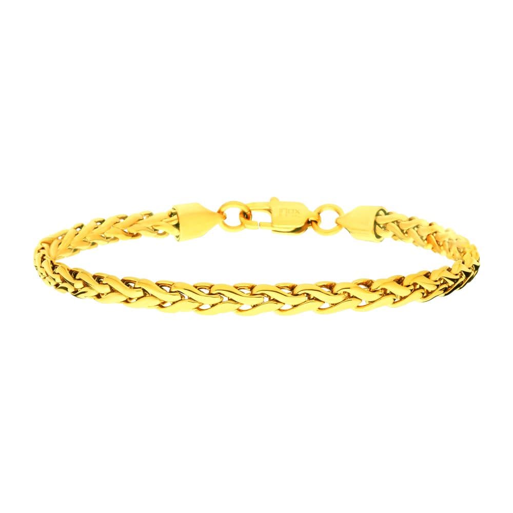 INOX JEWELRY Bracelets 5mm 18Kt High Polished Finish Gold IP Stainless Steel Spiga Chain Bracelet