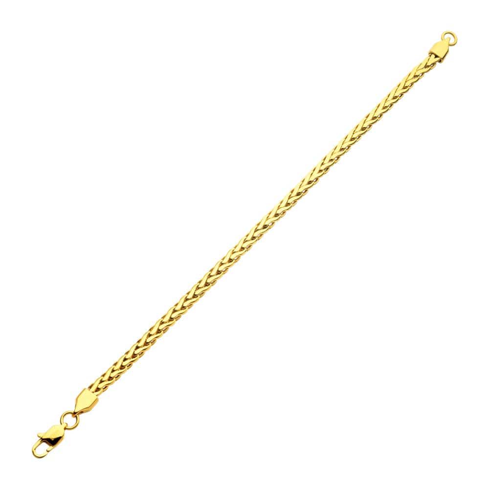 INOX JEWELRY Bracelets 5mm 18Kt High Polished Finish Gold IP Stainless Steel Spiga Chain Bracelet