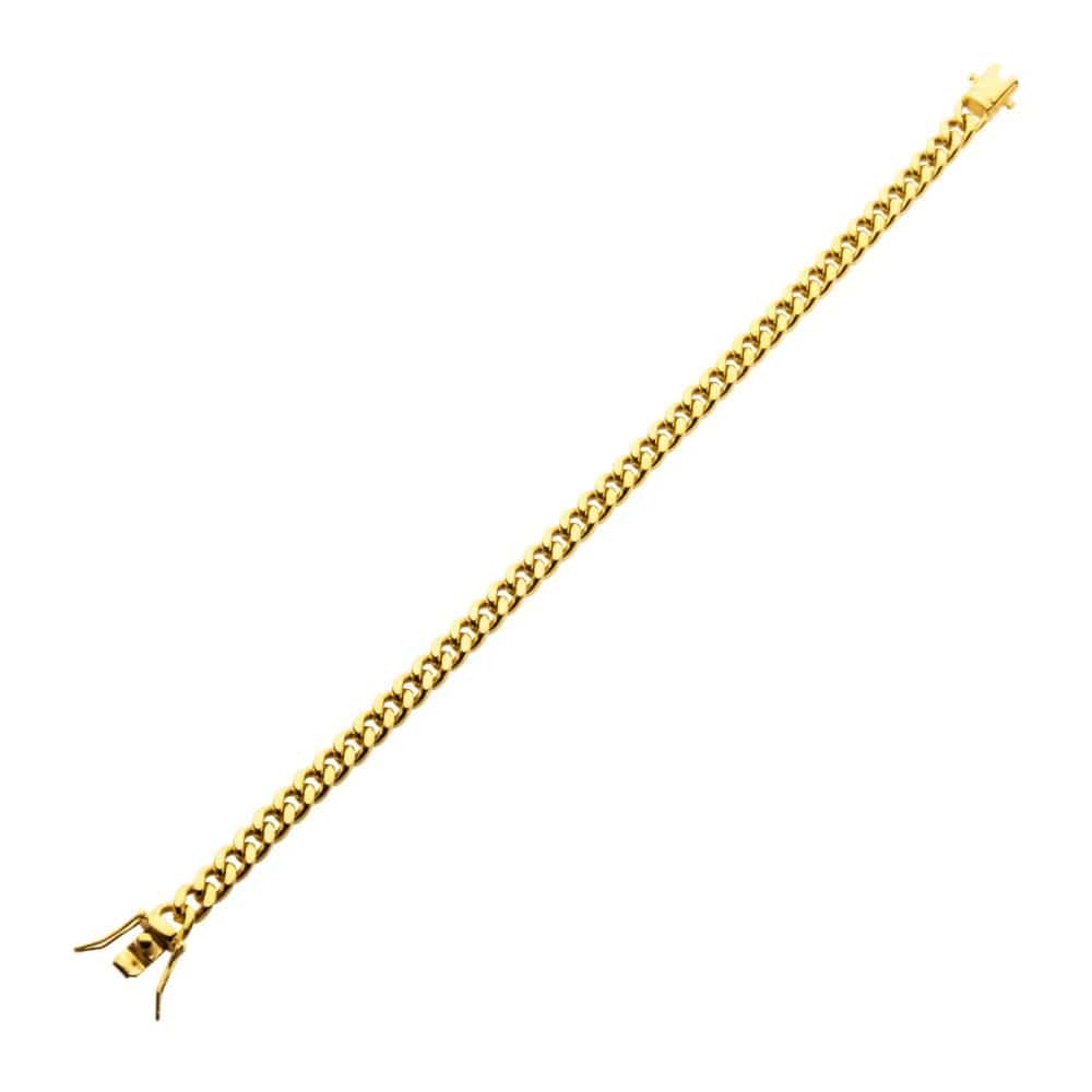 INOX JEWELRY Bracelets 6mm 18Kt Gold IP Miami Cuban Chain Bracelet