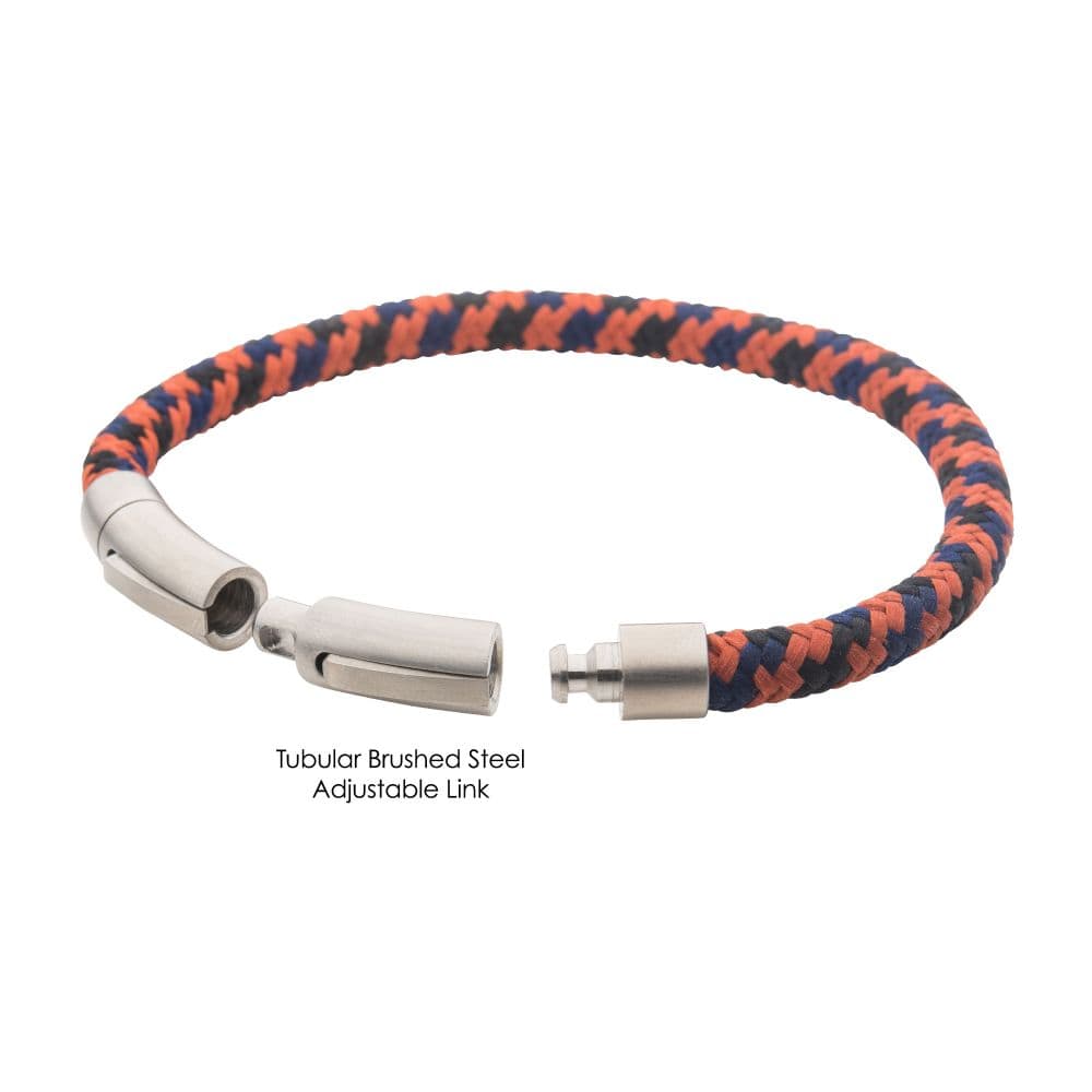 INOX JEWELRY Bracelets 6mm Burnt Orange, Blue & Black Nylon Cord Bracelet BRNYLON-BKR