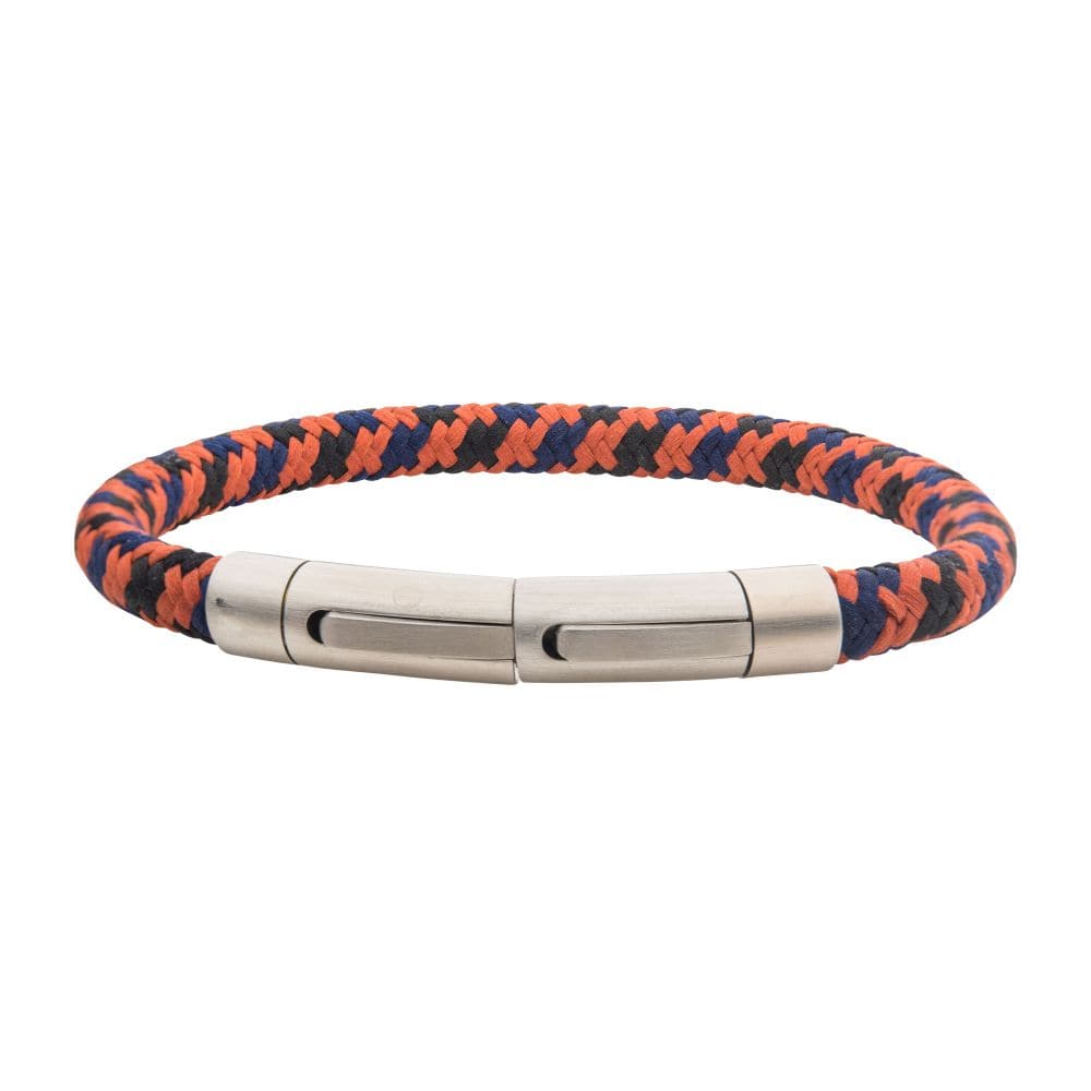 INOX JEWELRY Bracelets 6mm Burnt Orange, Blue & Black Nylon Cord Bracelet BRNYLON-BKR