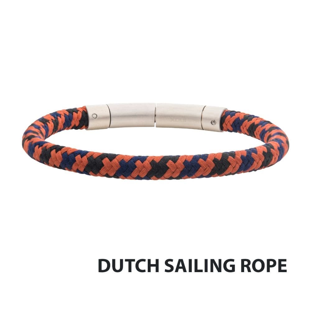 INOX JEWELRY Bracelets 6mm Burnt Orange, Blue & Black Nylon Cord Bracelet BRNYLON-BKR
