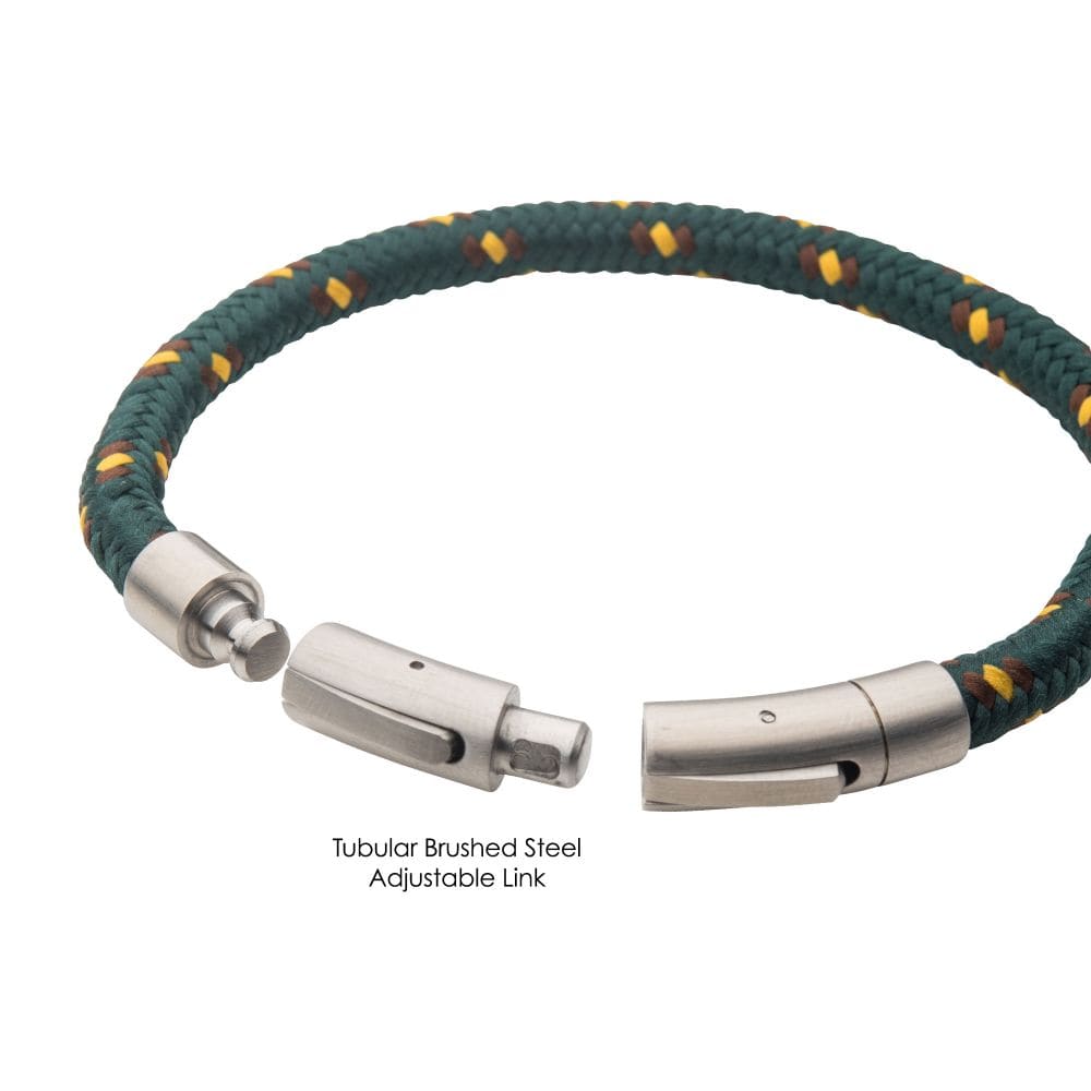 INOX JEWELRY Bracelets 6mm Green, Brown & Yellow Nylon Cord Bracelet BRNYLON-GBY