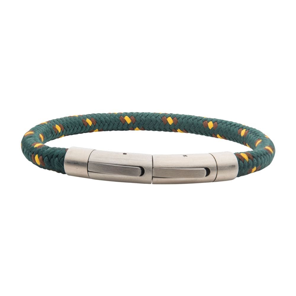 INOX JEWELRY Bracelets 6mm Green, Brown & Yellow Nylon Cord Bracelet BRNYLON-GBY