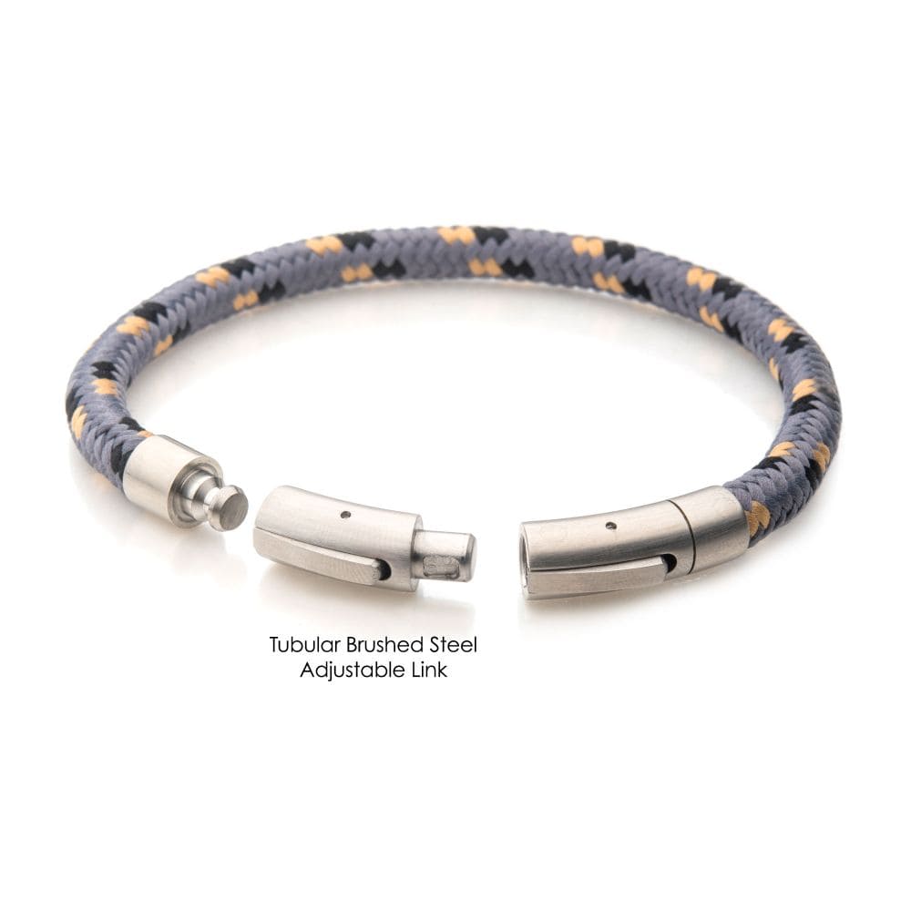INOX JEWELRY Bracelets 6mm Grey, Black & Beige Nylon Cord Bracelet BRNYLON-GKB