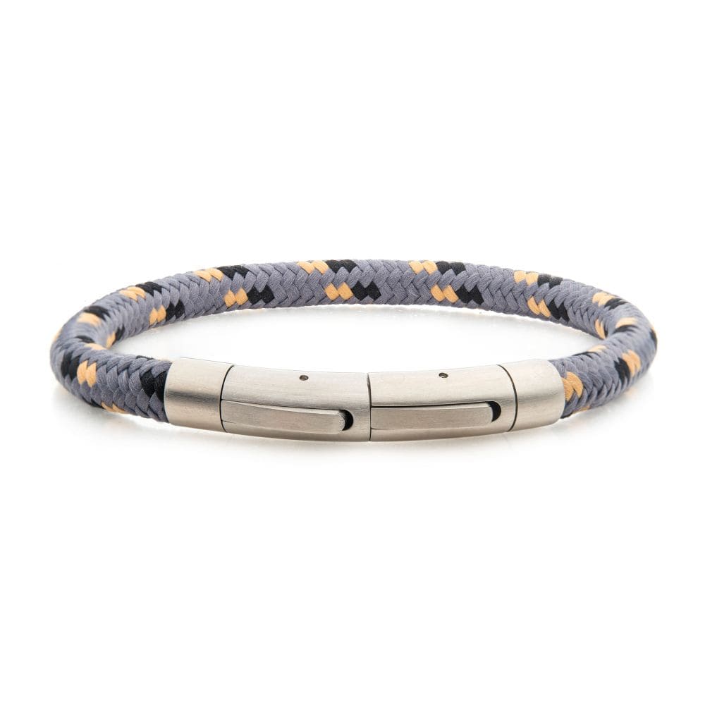 INOX JEWELRY Bracelets 6mm Grey, Black & Beige Nylon Cord Bracelet BRNYLON-GKB