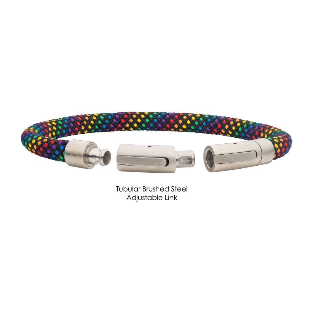INOX JEWELRY Bracelets 6mm Rainbow Nylon Cord Bracelet BRNYLON-RNBW
