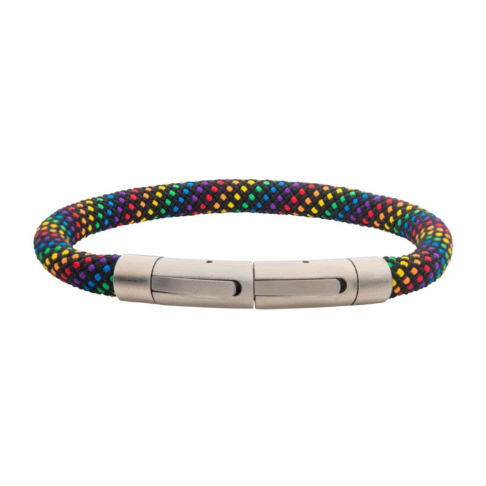 INOX JEWELRY Bracelets 6mm Rainbow Nylon Cord Bracelet BRNYLON-RNBW