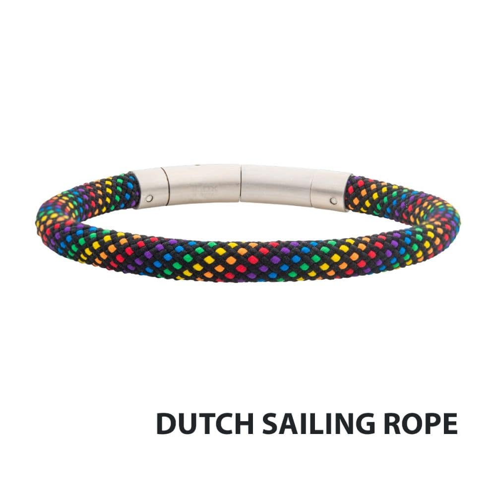 INOX JEWELRY Bracelets 6mm Rainbow Nylon Cord Bracelet BRNYLON-RNBW
