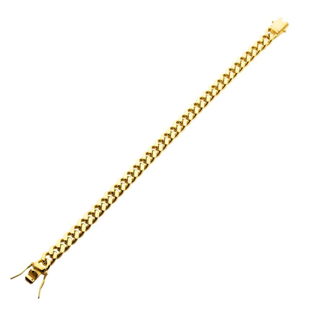 INOX JEWELRY Bracelets 8mm 18Kt Gold IP Miami Cuban Chain Bracelet