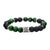 INOX JEWELRY Bracelets 8mm Green Tiger's Eye, Black Molten Lava Beads with Silver Tone Stainless Steel Detail Bracelet BR118LAVAKG