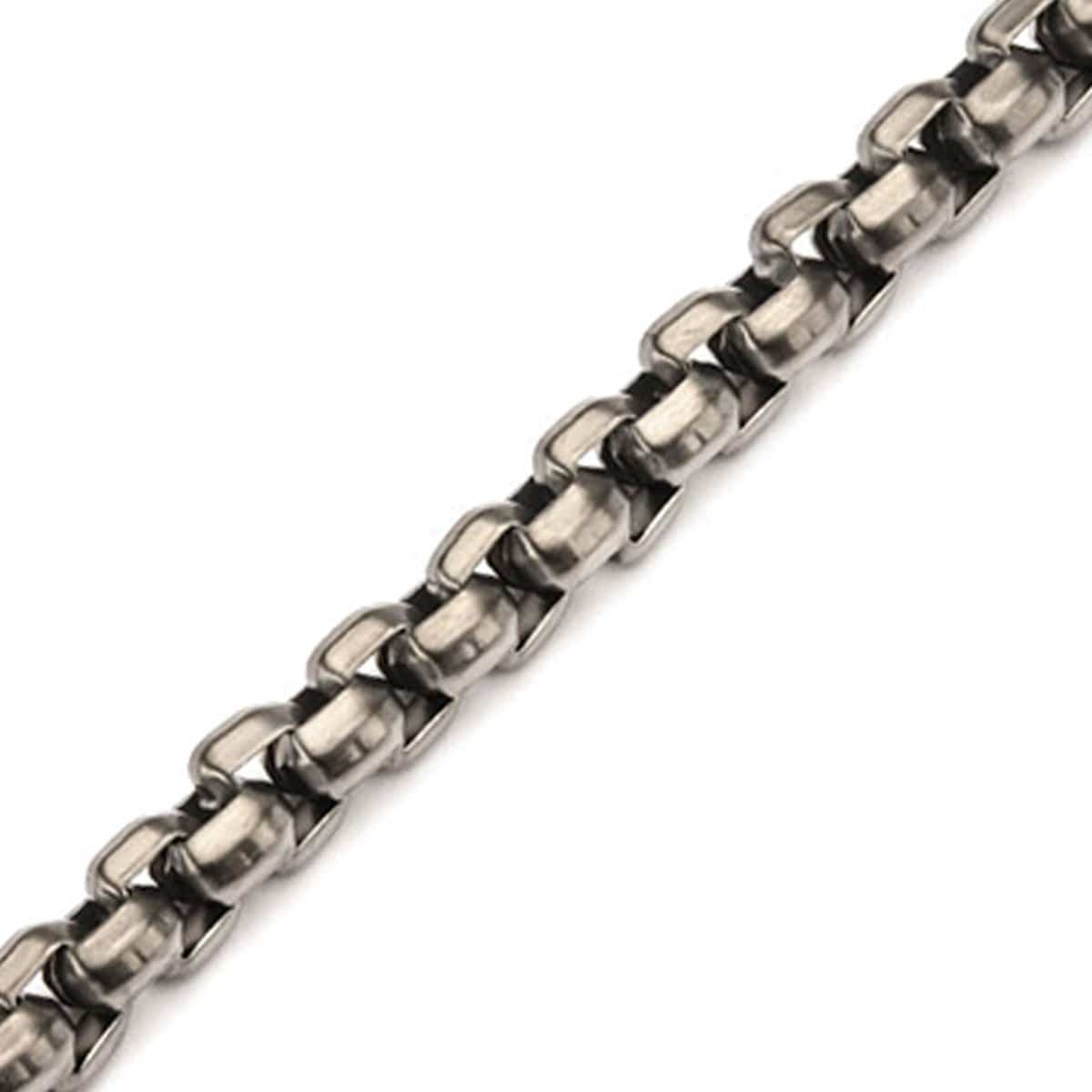 INOX JEWELRY Bracelets Antiqued Gunmetal Silver Tone Stainless Steel Round Box Link Bracelet BR0128GM