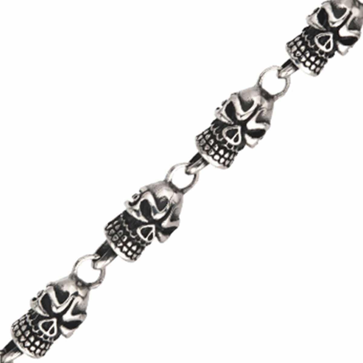 INOX JEWELRY Bracelets Antiqued Silver Tone Stainless Steel Large Skull Toggle Bracelet BR70