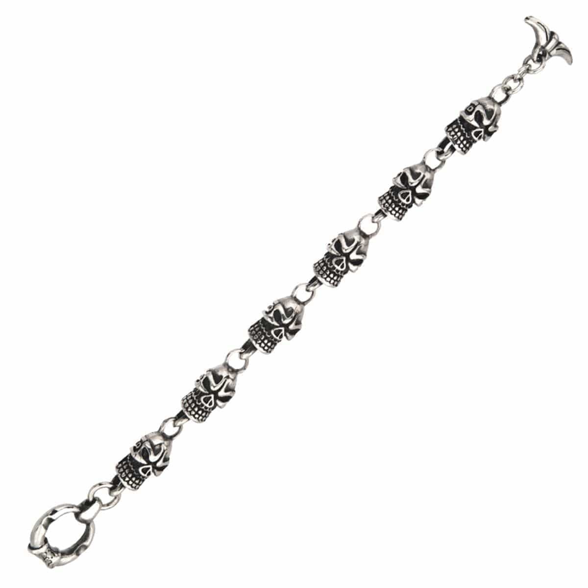 INOX JEWELRY Bracelets Antiqued Silver Tone Stainless Steel Large Skull Toggle Bracelet BR70