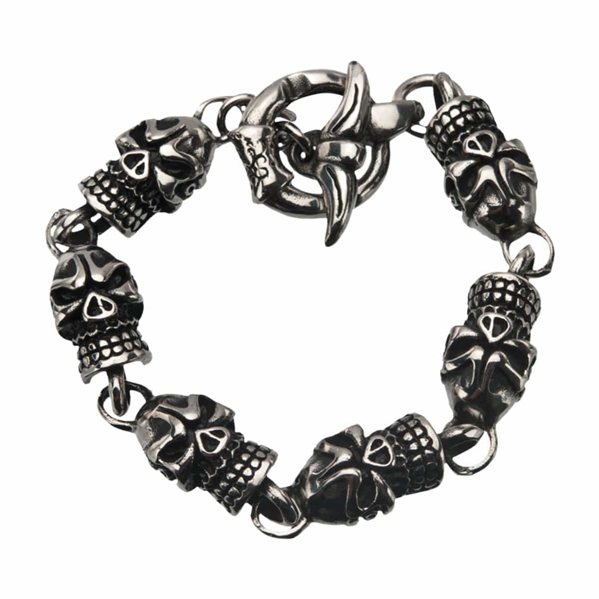 Buy Stainless Steel Large Skull Toggle Bracelet Online Inox