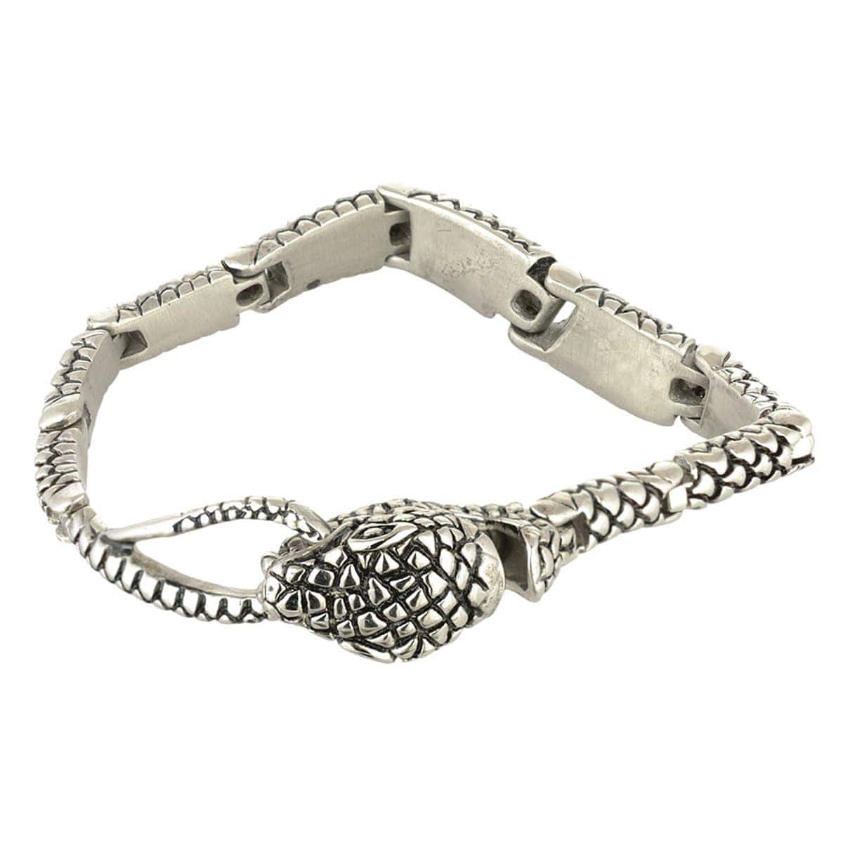 INOX JEWELRY Bracelets Antiqued Silver Tone Stainless Steel Snake Bracelet BR0110