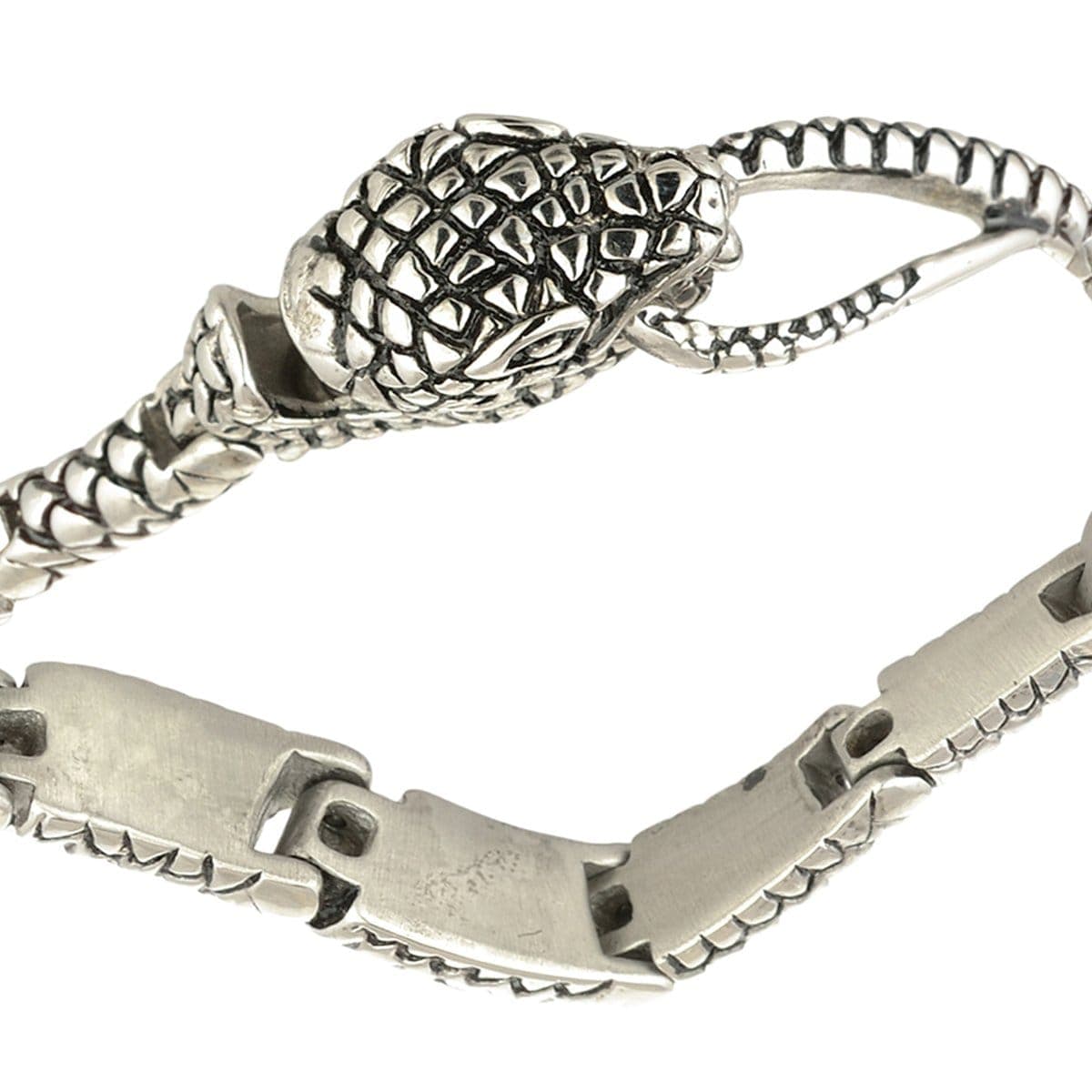 INOX JEWELRY Bracelets Antiqued Silver Tone Stainless Steel Snake Bracelet BR0110