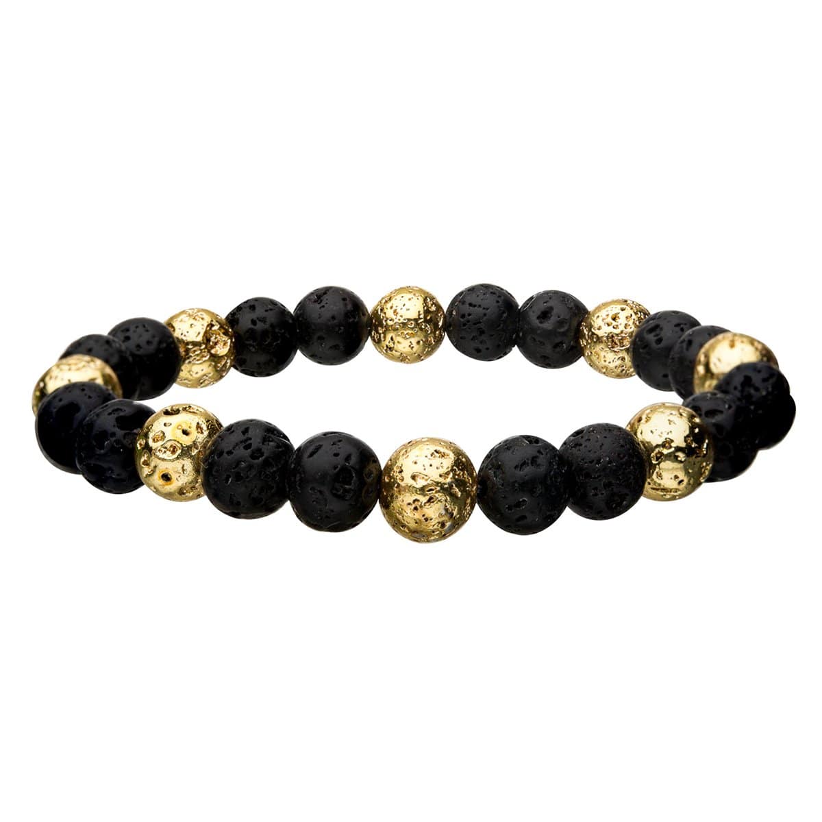 INOX JEWELRY Bracelets Black and Golden Molten Lava Bead Bracelet BR128LAVAGK